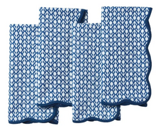 Load image into Gallery viewer, Floral Scalloped Napkin Indigo