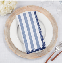 Load image into Gallery viewer, Navy Stripe Whipstitch Napkin