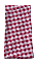 Load image into Gallery viewer, Red and White Buffalo Check Round Tablecloth