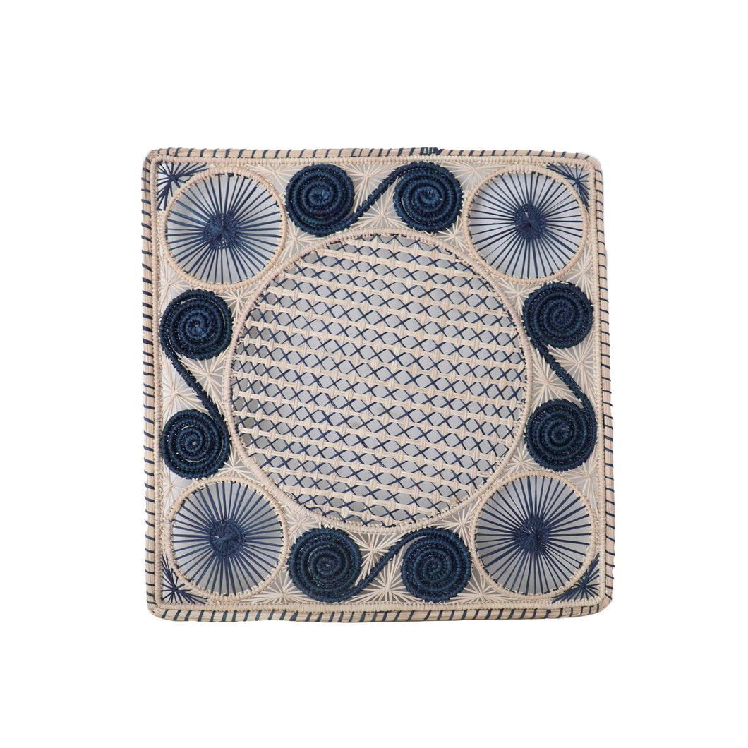 Iraca Square Placemat- Navy