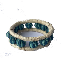 Load image into Gallery viewer, Teal & Natural Napkin Ring