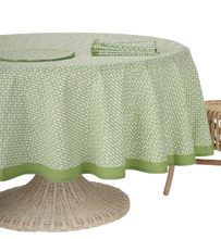 Load image into Gallery viewer, Green Floral Round Tablecloth