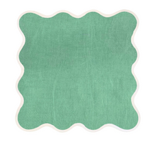 Load image into Gallery viewer, Linen Scalloped Square Green