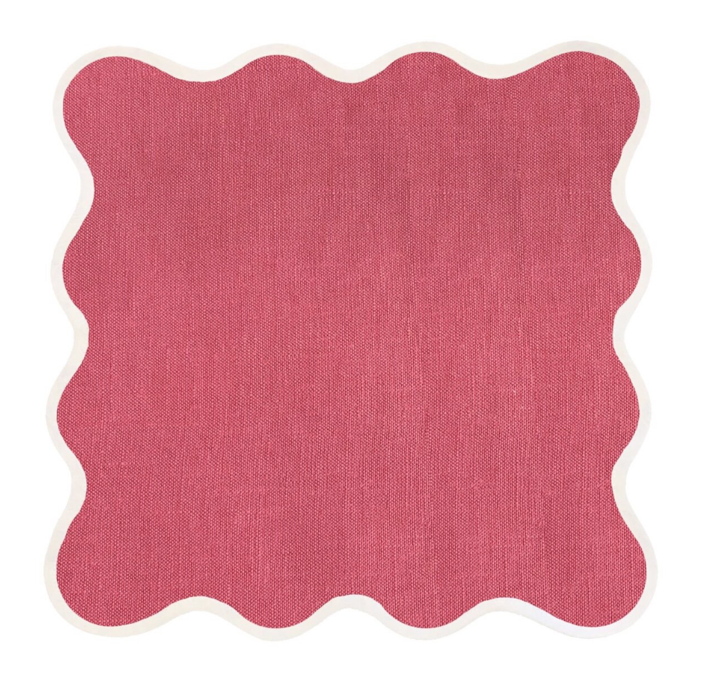 Linen Scalloped Square Pink