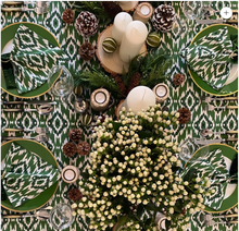 Load image into Gallery viewer, Ikat Green Tablecloth
