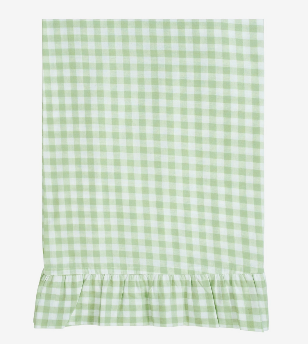 Green Gingham with Ruffle Tablecloth