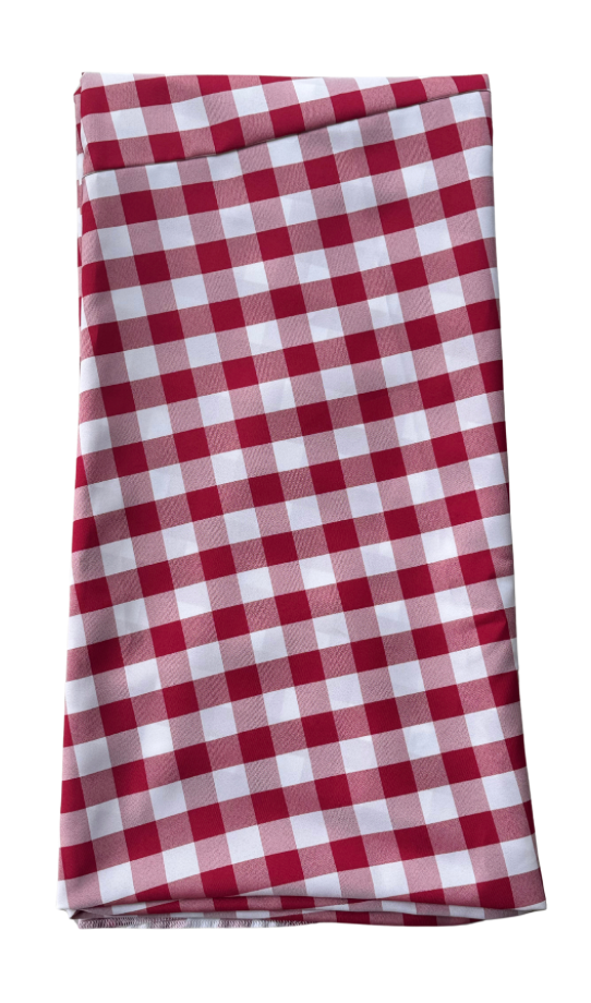 Red and White Buffalo Check Round Tablecloth