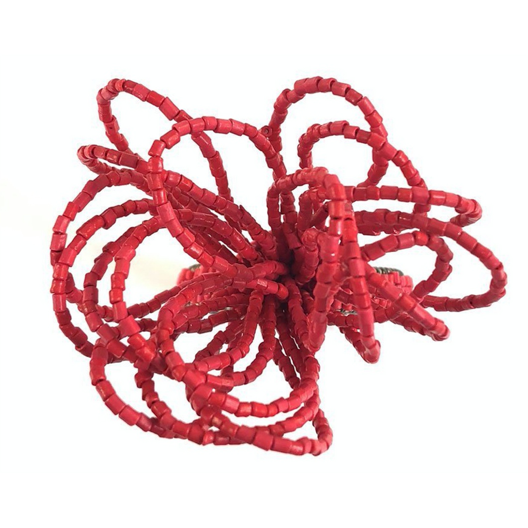 Red Bow Beaded Napkin Ring