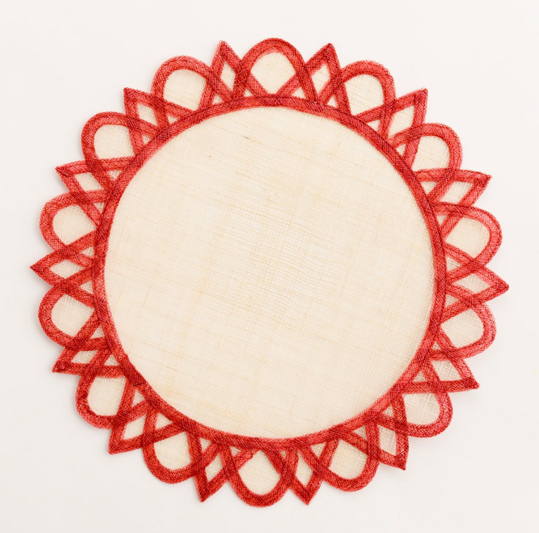 Red Round Rice Paper Placemats