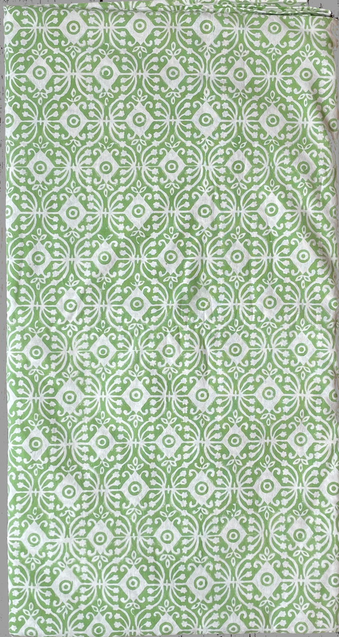 Green & White Ikat Round Tablecloth