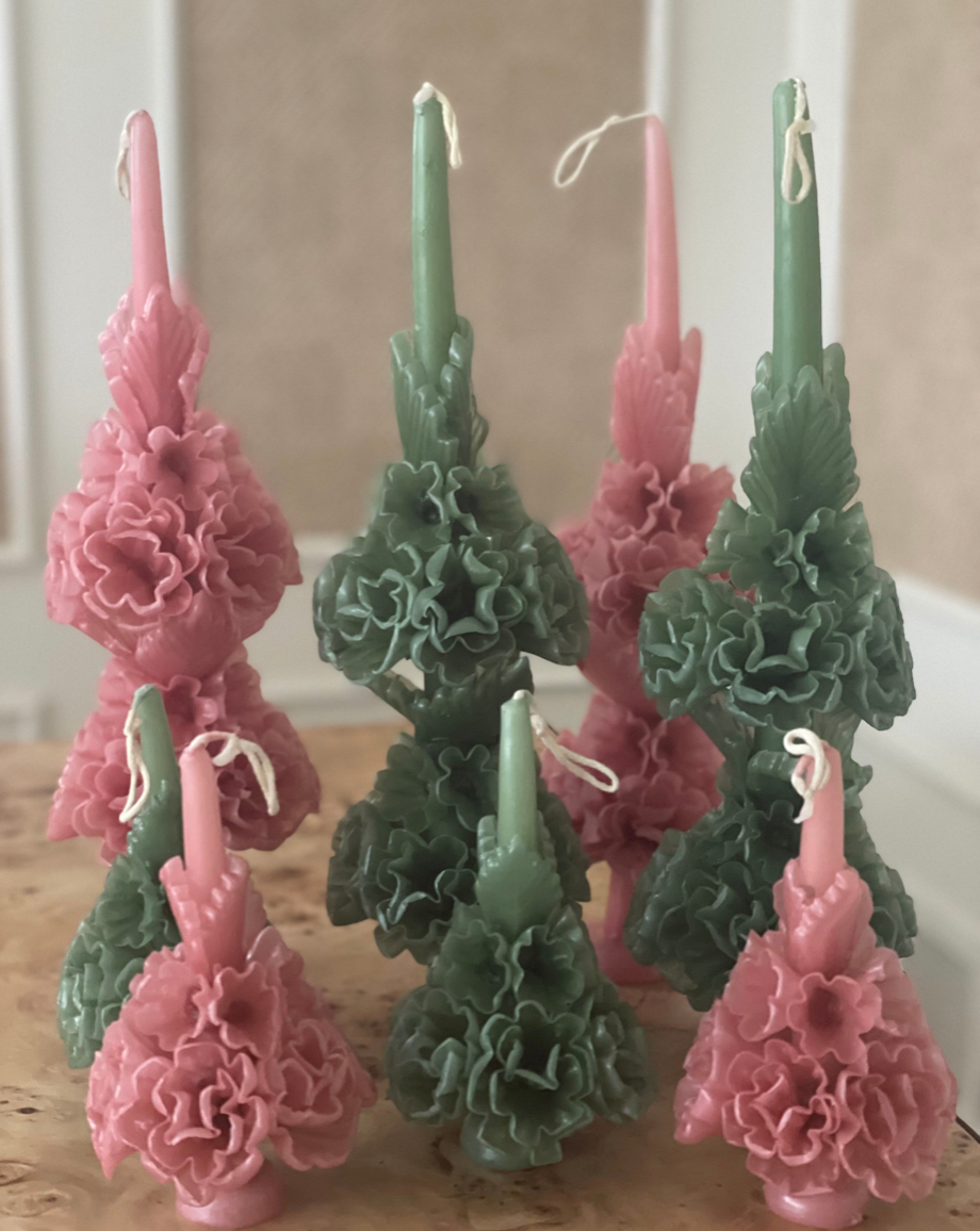Oaxacan Hand Carved Floral Candles – Social Settings LLC